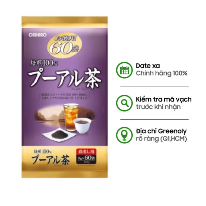 Orihiro Trà Phổ Nhĩ Pu-erh Tea Dạng Túi Lọc 60 Gói