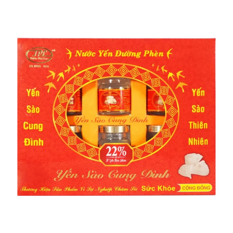 Cung Đình Nước Yến Sào Đường Phèn 22% Hộp 6 Hũ 70ml