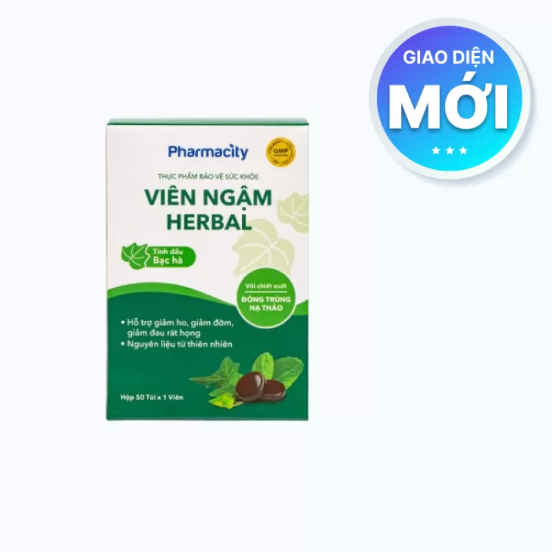 Viên ngậm thảo dược Pharmacity Herbal Lozenges hỗ trợ giảm ho, đờm, đau rát họng (50 viên)