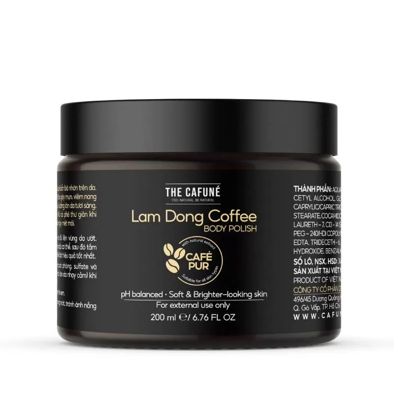 Tẩy Tế Bào Chết Lâm Đồng Coffee Body The Cafuné tẩy da chết body 200ml