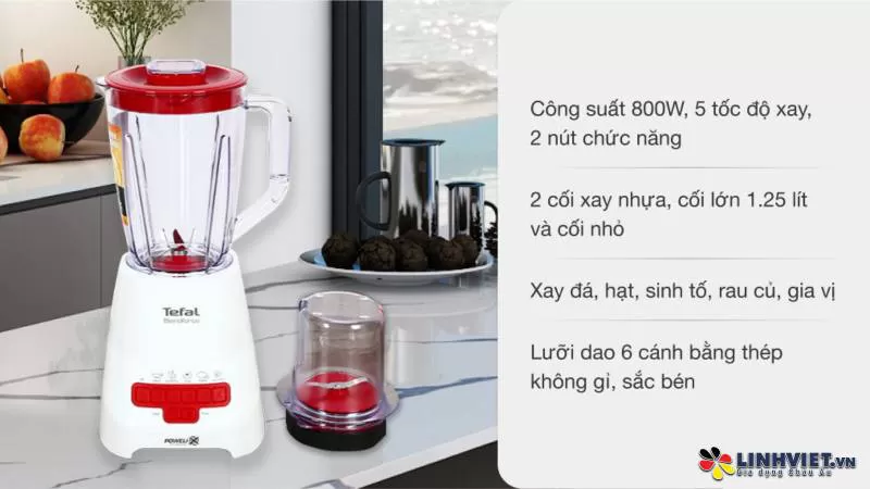 Máy xay sinh tố Tefal Blendforce Piano BL477566 Màu Đỏ