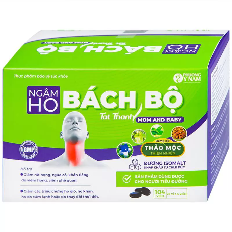 Viên ngậm ho Bách Bộ Mom And Baby Tất Thành hỗ trợ giảm rát họng, ngứa cổ, khản tiếng (26 vỉ x 4 viên)